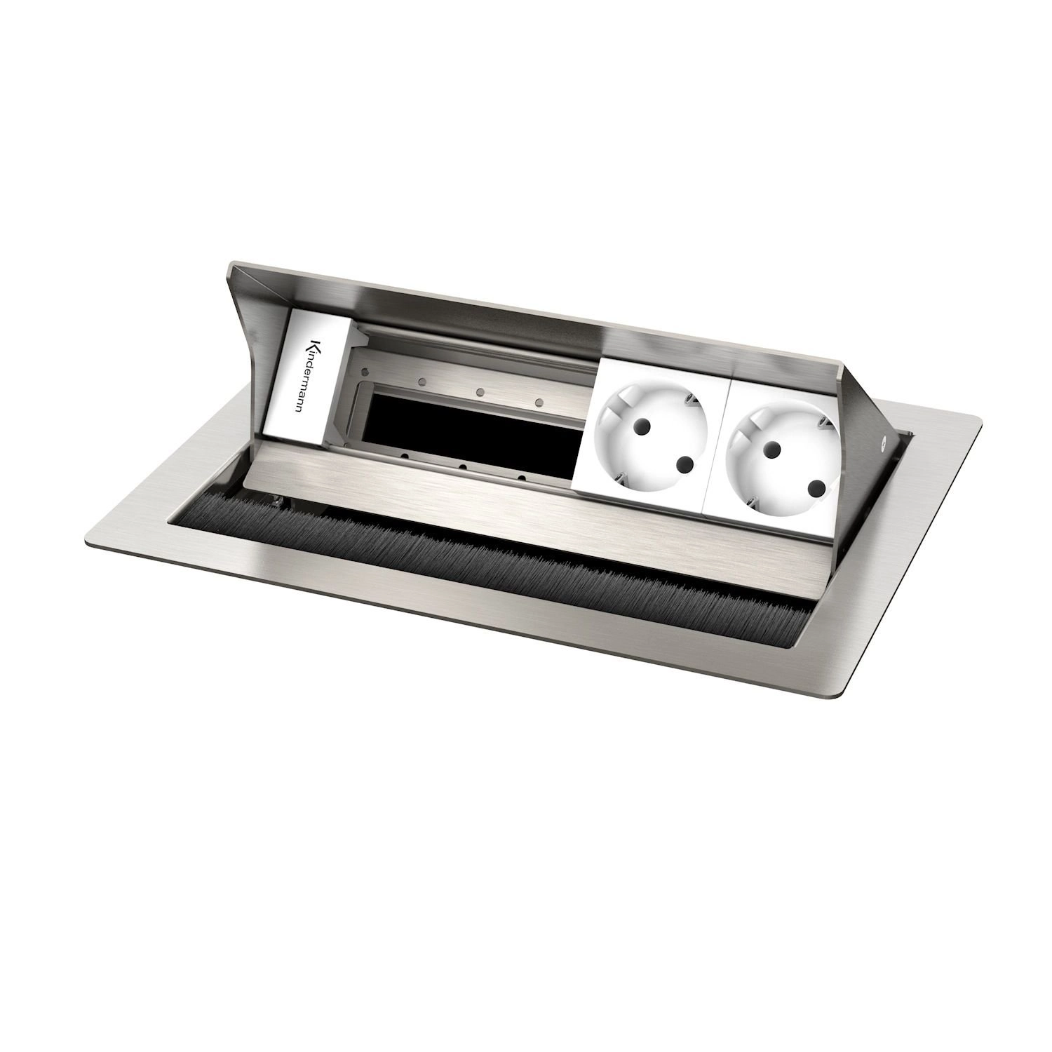 Kindermann CablePort Standard² 4-fach - 2x Strom - Tischeinbau - Edelstahl gebürstet - 7492000052