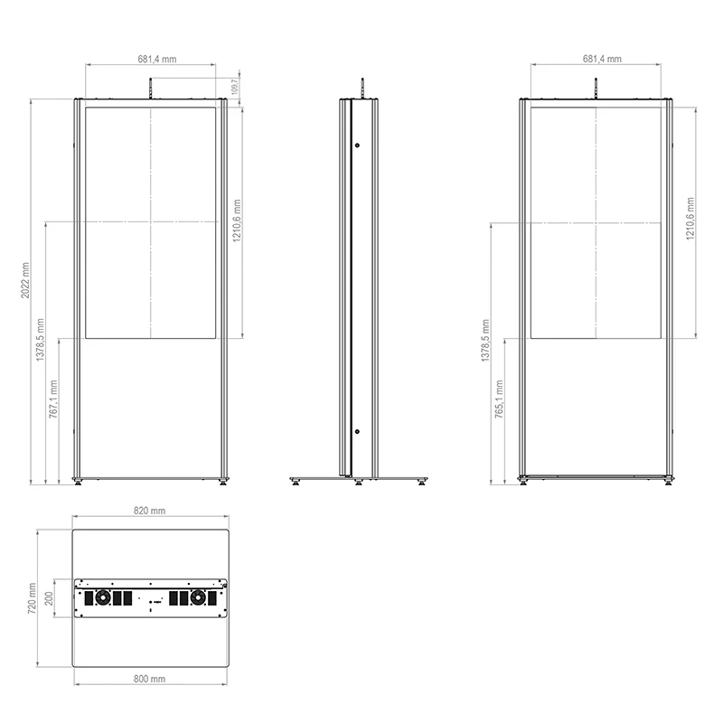 Hagor vis-it Portrait 49 - 55" Back-to-Back 1913 - Indoorstele für zwei Displays - 49 - 55" (124 - 140 cm) - Mini-PC-Fach abschließbar - aktive Lüftung - Anthrazitgrau RAL 7016
