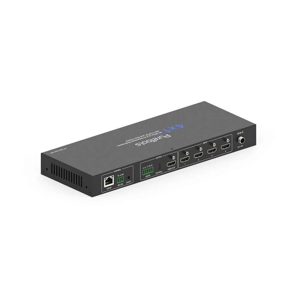PureTools PT-SW-HD41MV - 4x1 Multiview Seamless UHD Video Switcher - 4K60, HDMI 2.0b, 9 Layouts, RS-232, TCP/IP, WebGUI
