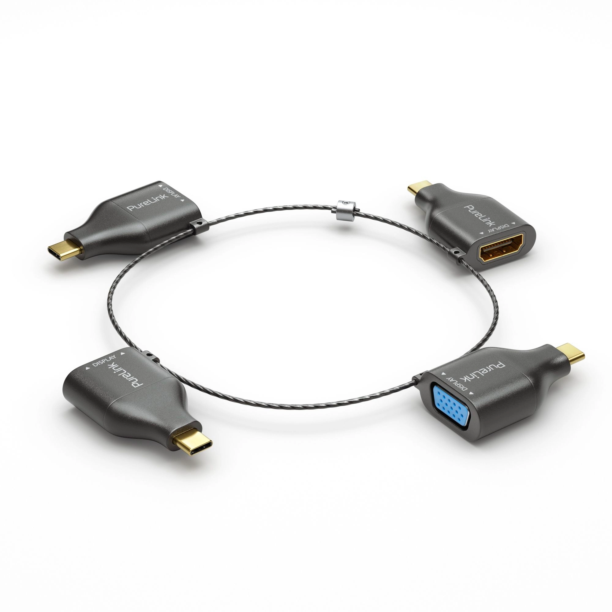 PureLink IQ-AR300 - USB-C Adapterring - 4 Adapter - HDMI, DisplayPort, mini DP, VGA - 4K