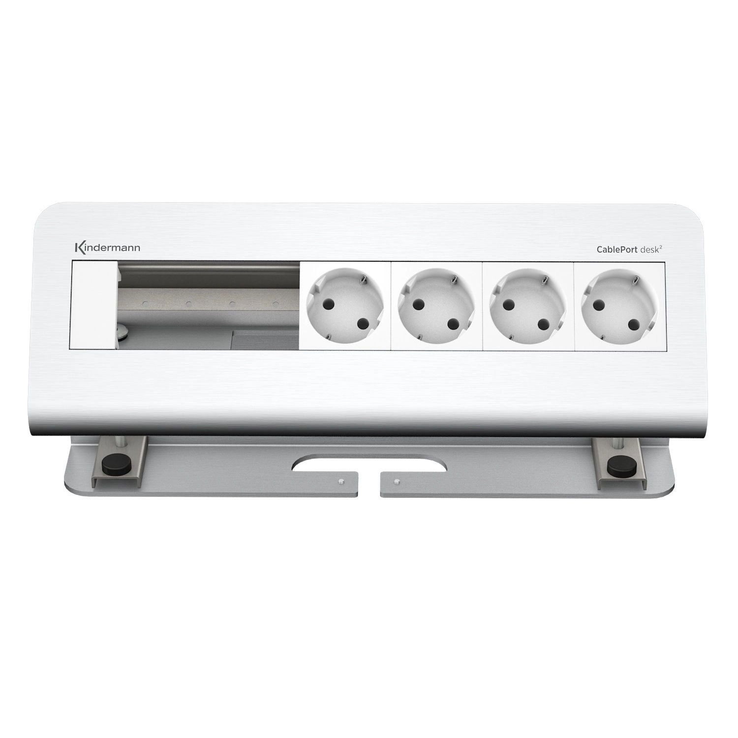 Kindermann CablePort desk² 6-fach - 4x Schuko - Tischklemme 10-60 mm - Aluminium eloxiert - 7430000064