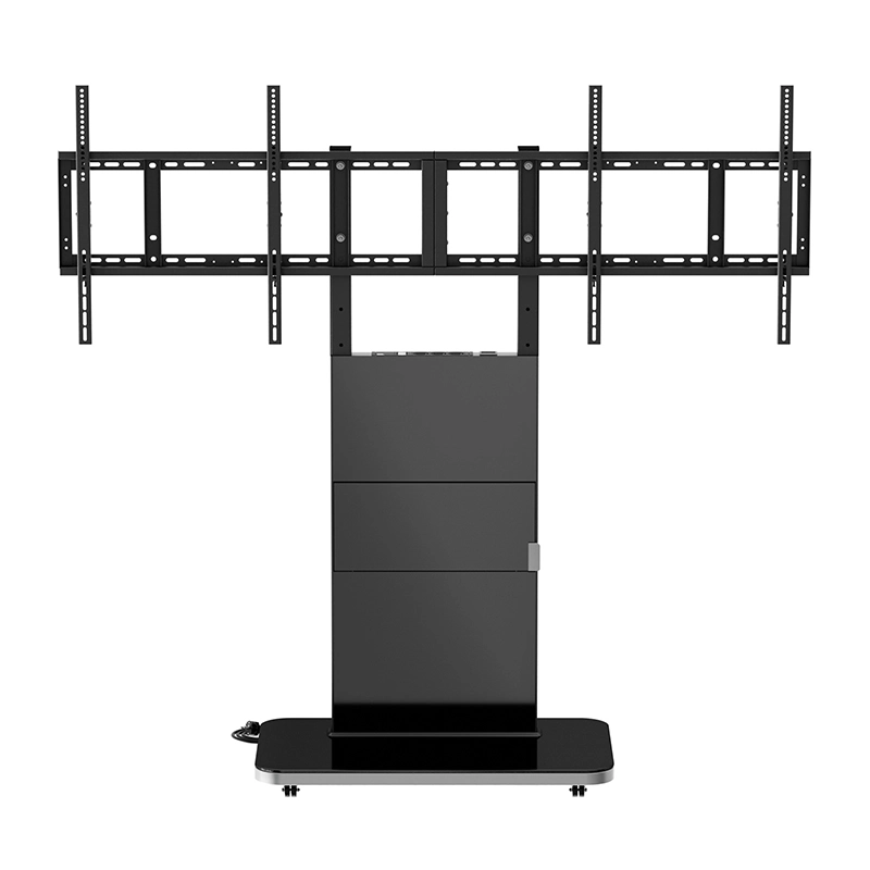 Hagor Pro-Tower M Dual 2877 - Mobiler Rollwagen 2 x 46-55" - max. 2x 35 kg - VESA 600x400 - Steckdosenleiste - schwarz