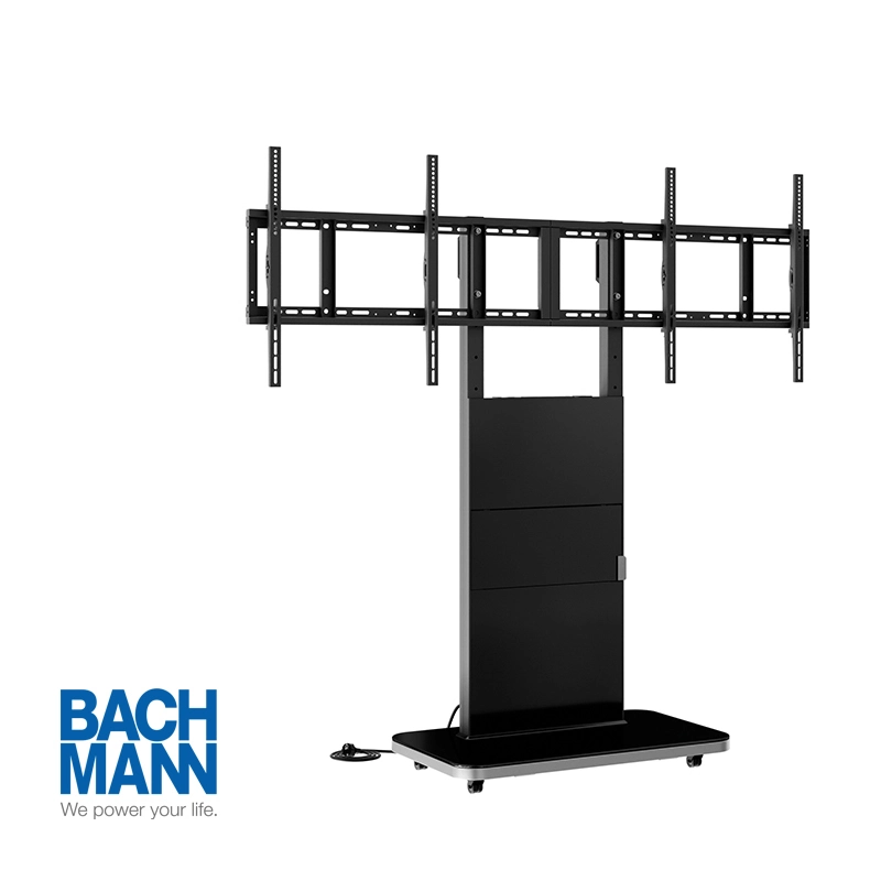 Hagor Pro-Tower M Dual 2877 - Mobiler Rollwagen 2 x 46-55" - max. 2x 35 kg - VESA 600x400 - Steckdosenleiste - schwarz