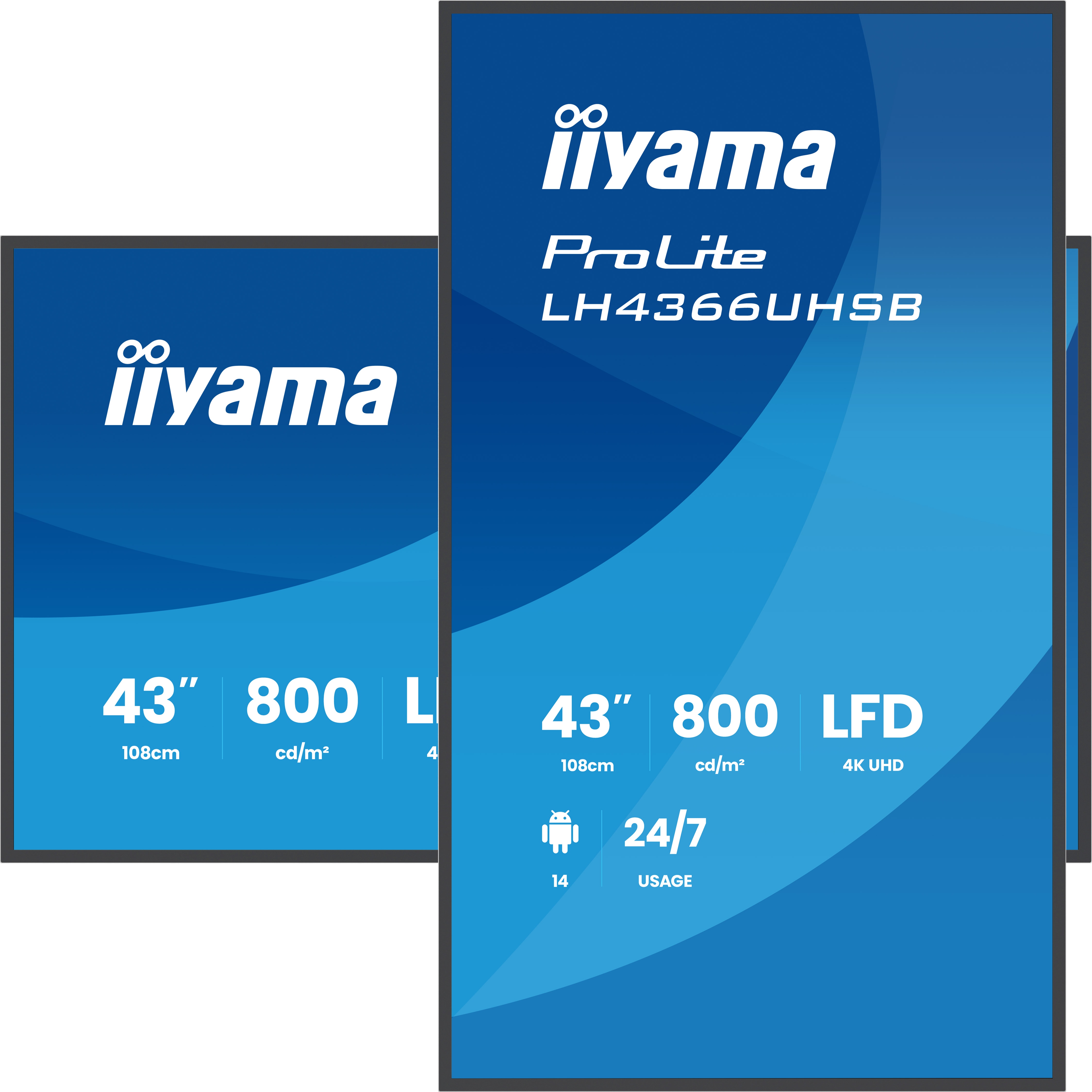 iiyama ProLite LH4366UHSB-B1AG - 43 Zoll Digital Signage Display - 4K UHD - 800 cd/m² - 24/7 - Android 14 - iiSignage² - VESA 300x300 - schwarz