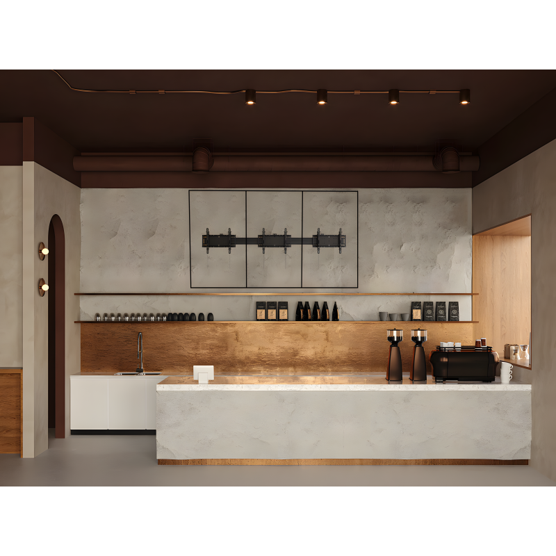 Vision VFM-MNU/P3X75 - Menuboard Wandhalterung 3 x 65-75 Zoll Portrait - 120 kg - VESA 600x400 - Schienensystem - Kameraablage