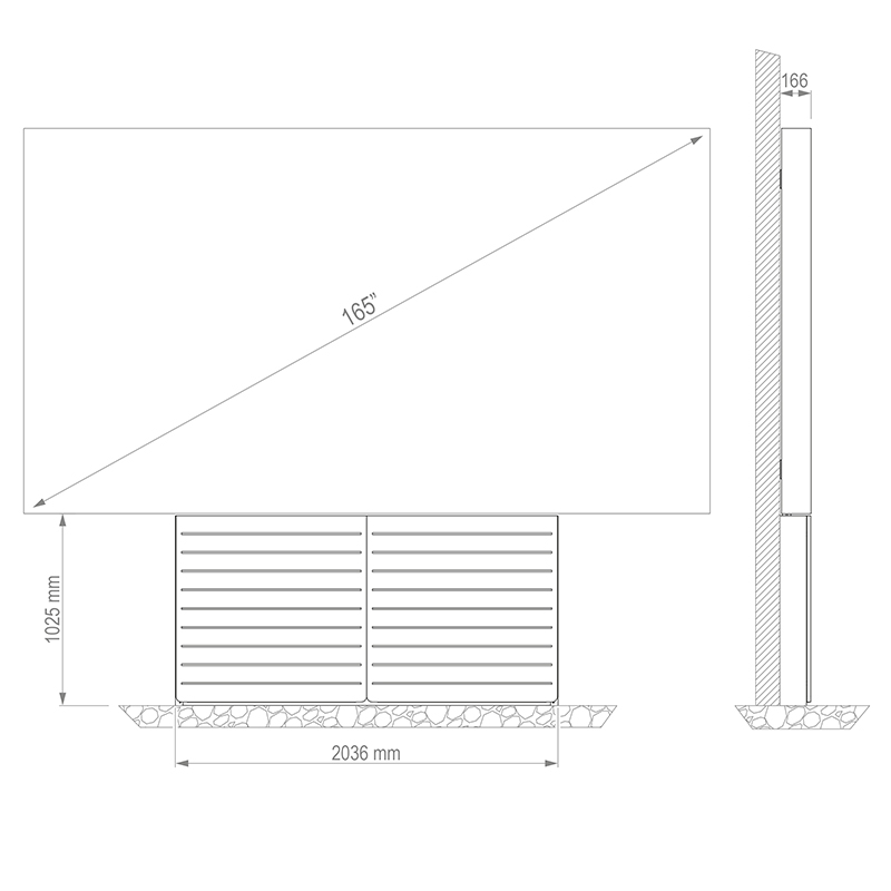 Hagor CON-Line LED BW 163-165" 2891 - LED-Wandsystem mit Technikkorpus - für All-in-One-LED bis 165" - inkl. Cover-Set - weiß