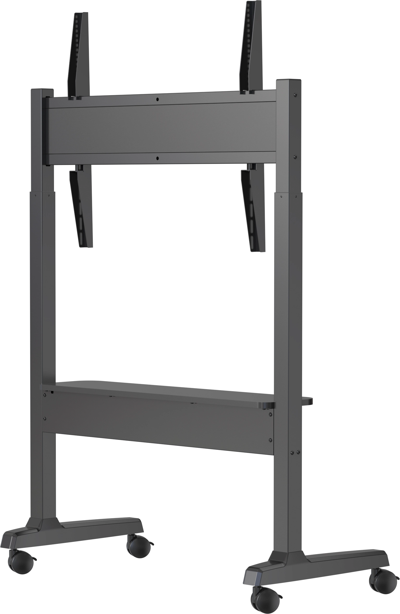 Vision VFM-F15M - Motorisierter Displaywagen, 40-86", 60kg, VESA 800x600, 400mm Motorhub, Videobar-Regal, Schwarz