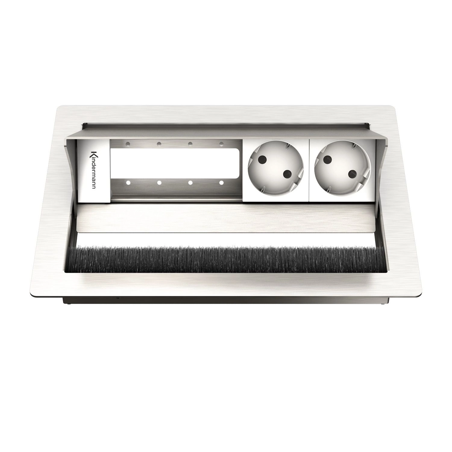 Kindermann CablePort Standard² 4-fach - 2x Strom - Tischeinbau - Edelstahl gebürstet - 7492000052