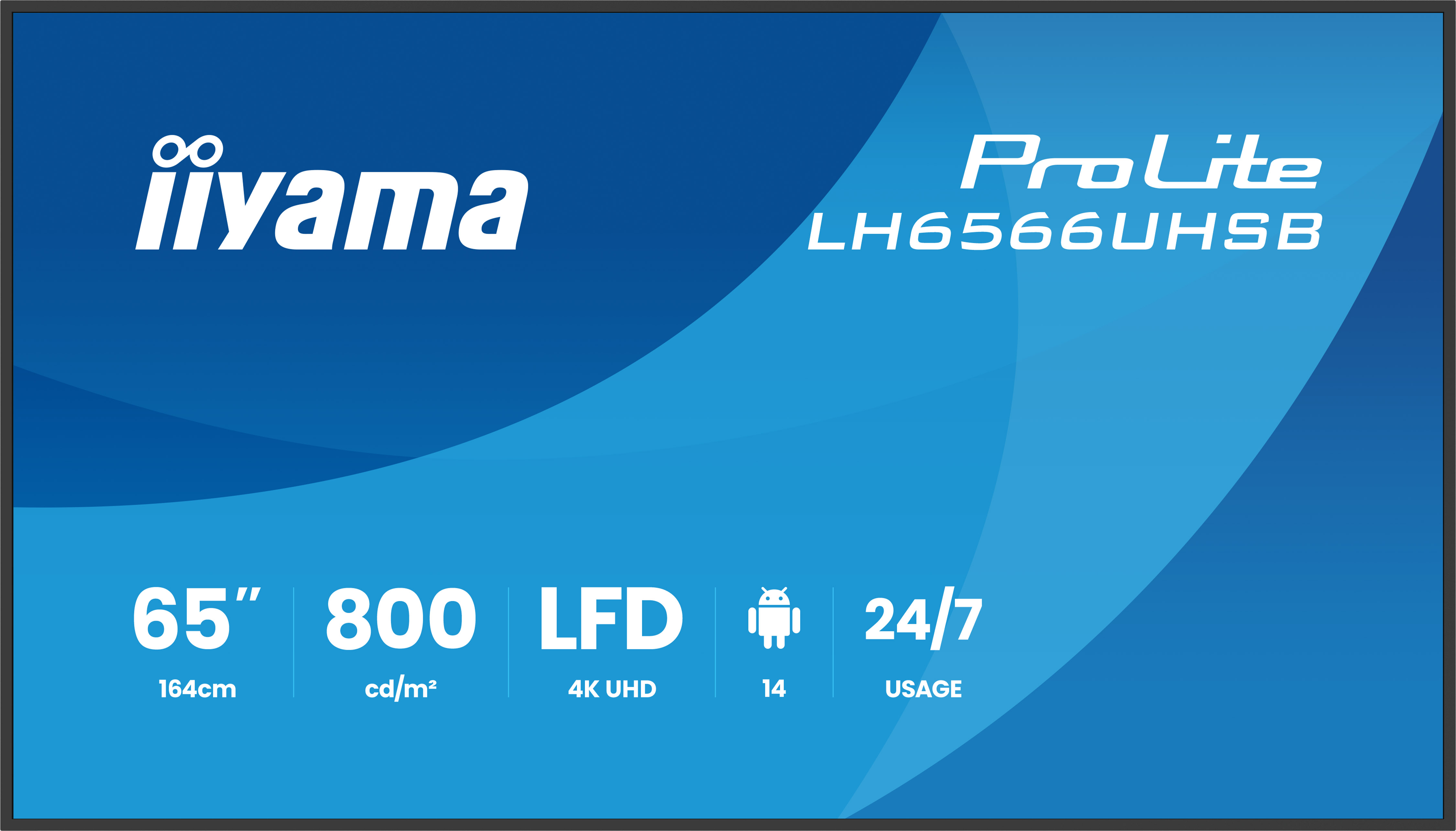 iiyama ProLite LH6566UHSB-B1AG - 65 Zoll Digital Signage Display - 4K UHD - 800 cd/m² - 24/7 - Android 14 - iiSignage² - VESA 500x500 - schwarz