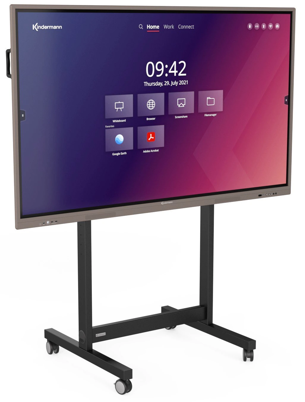 Kindermann Sprinter DS 4004000200 - mobiler Rollwagen für interaktive Displays bis 86" - 100 kg Tragkraft - mit DisplayShift² als mobile Tafel nutzbar