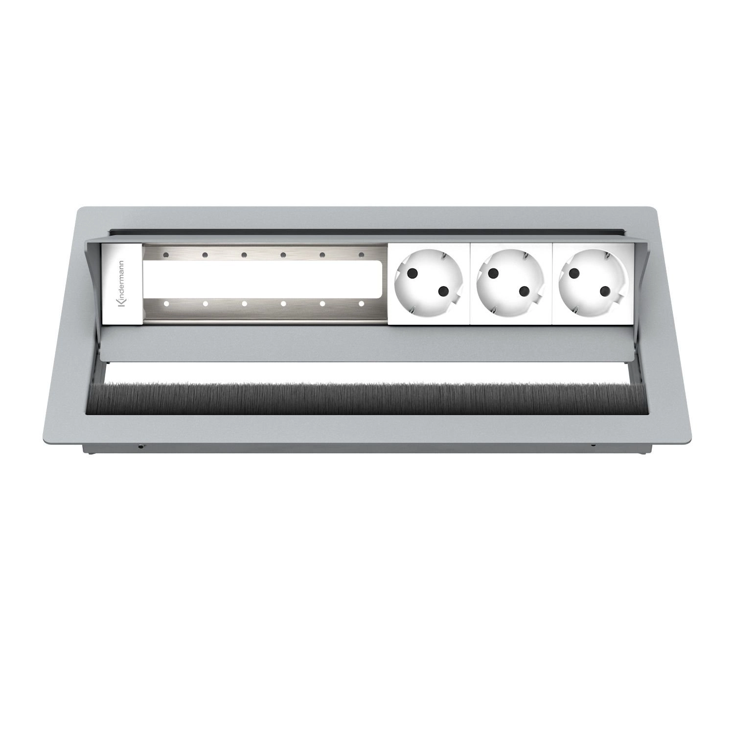 Kindermann CablePort Standard² 6-fach - 3x Strom - Tischeinbau - RAL 9006 - 7492000083