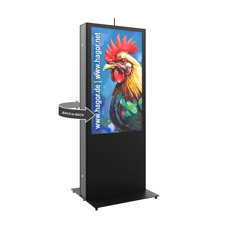 Hagor vis-it Portrait 49 - 55" Back-to-Back 1913 - Indoorstele für zwei Displays - 49 - 55" (124 - 140 cm) - Mini-PC-Fach abschließbar - aktive Lüftung - Anthrazitgrau RAL 7016
