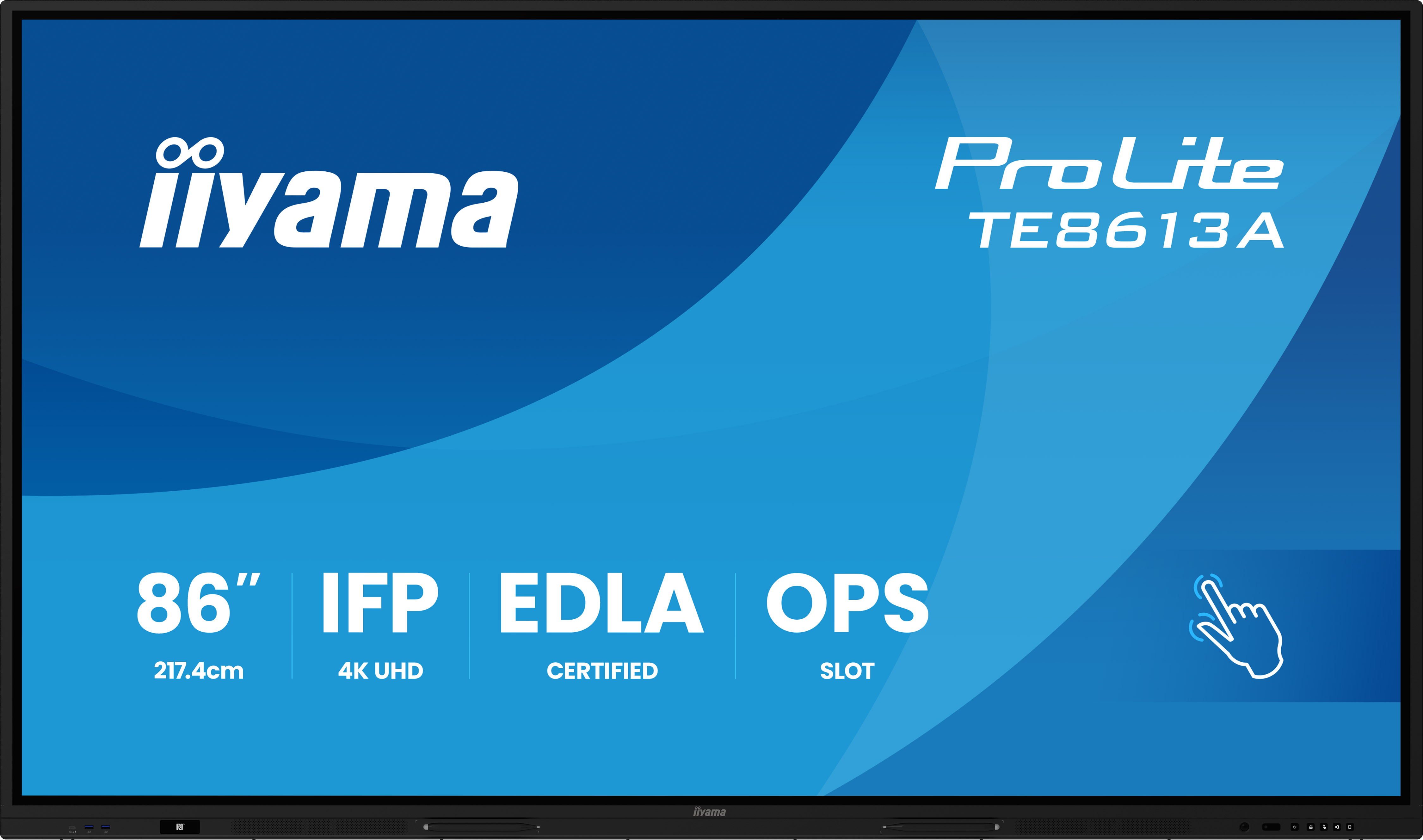 iiyama ProLite TE8613A-B3AG - Interaktives Touch-Display 86 Zoll - 4K UHD - Android 14 EDLA - 40-Punkt-Infrarot-Touch - 2x20W + Subwoofer - VESA 800x600