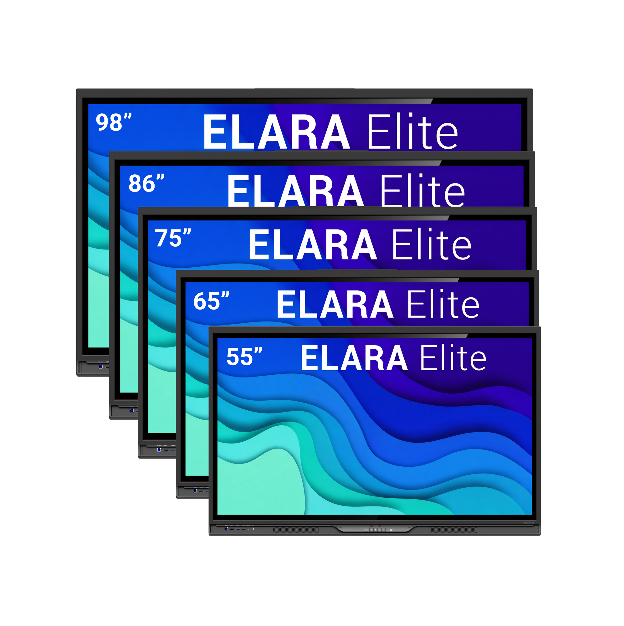 Newline Elara Elite TT-7526Q - Interaktives Touch-Display 75 Zoll - 4K UHD VA - 550 cd/m² - Android 16 EDLA - 50-Punkt-Touch - 2x 25W Audio mit Subwoofer - VESA 800x400