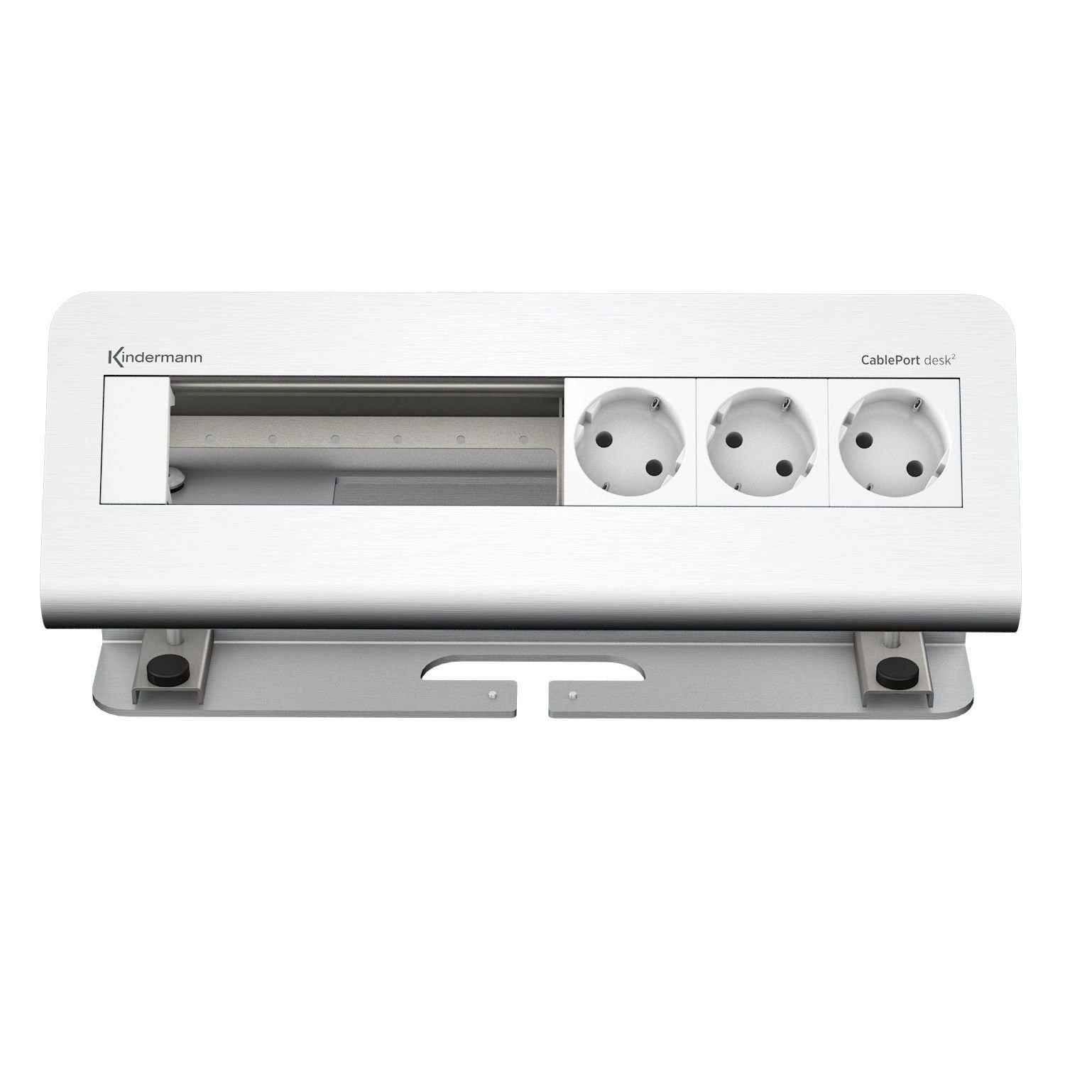 Kindermann CablePort desk² 6-fach - 3x Schuko - Tischklemme 10-60 mm - Aluminium eloxiert - 7430000063