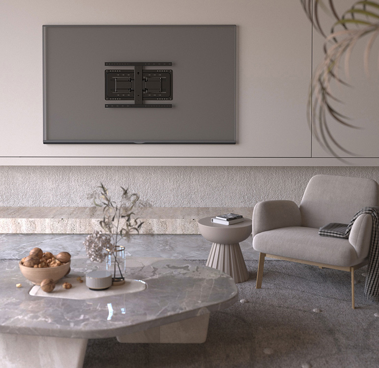 HI-ND C-FA02-02 - Full-Motion Display-Wandhalterung 37-90" - schwenkbar ±30° - neigbar - ausziehbar bis 281 mm - max. 50 kg - VESA 600x400 - Schwarz