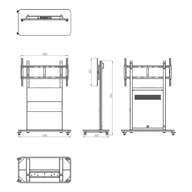 Hagor Pro Tower L Mobiles Standsystem - Display Rollwagen 75-98" - Landscape - neigbar - höhenverstellbar - max. 140 kg - VESA 200x200-900x600 - schwarz