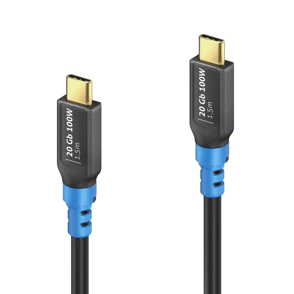 PureLink FI-U400-015 - USB4 Gen2x2 USB-C Kabel - 1,5 m - 8K@30Hz - 20 Gbps - 100 W Power Delivery - Schwarz