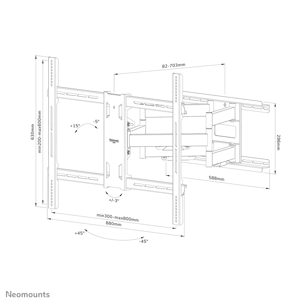 Neomounts WL40S-950BL18 - Wandhalterung für 55-110" - 125 kg, neigbar