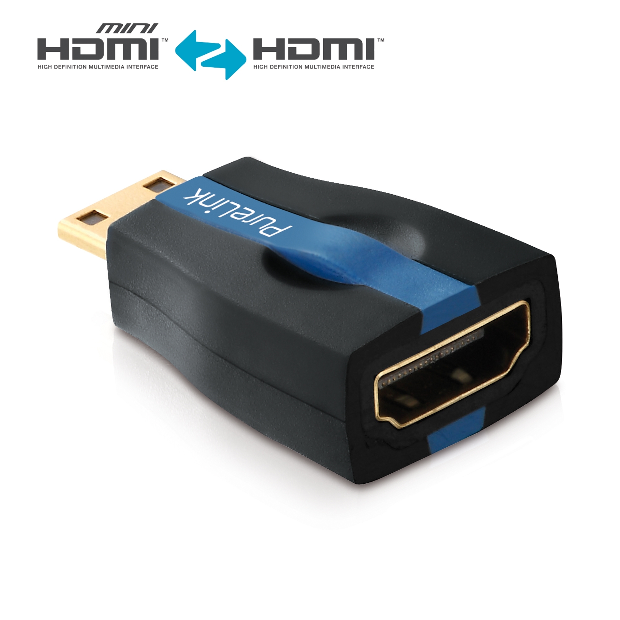 PureLink CS030 - Mini-HDMI auf HDMI Adapter - 4K 60 Hz - vergoldet - schwarz