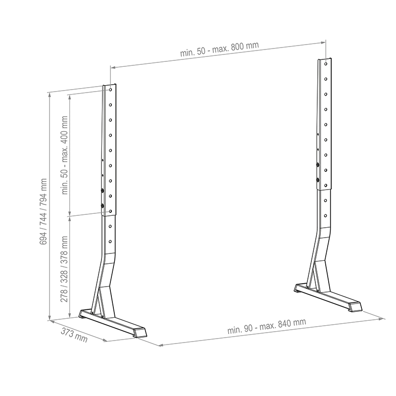Hagor Tablestand BL XL - Tischstandfuß für Displays 32-77", VESA 50x50 bis 800x400mm, bis 50kg, Flat & Curved, Schwarz
