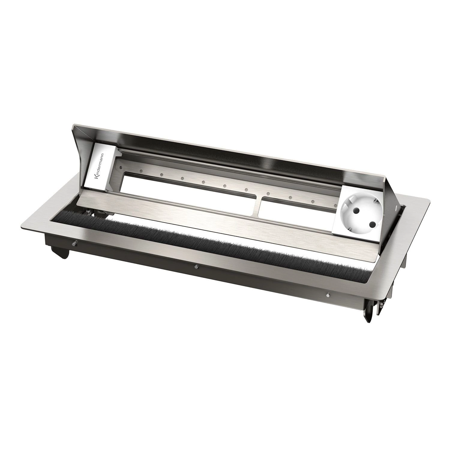 Kindermann CablePort Standard² 6-fach - 1x Strom - Tischeinbau - Edelstahl gebürstet - 7492000061