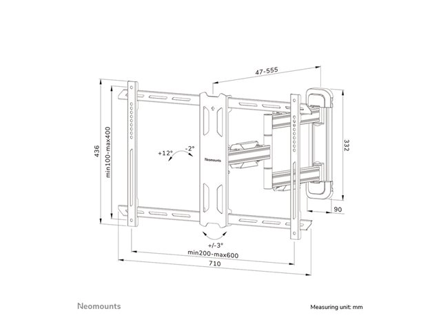 Neomounts WL40S-850BL16 - Wandhalterung 40-70" - Voll beweglich - max. 45 kg - VESA 200x100-600x400 - schwarz