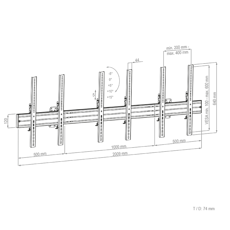 Hagor CPS MENUBOARD W3P - Wandhalterung - 3x46-65 Zoll, VESA 400x600mm, bis max. 150kg, Schwarz