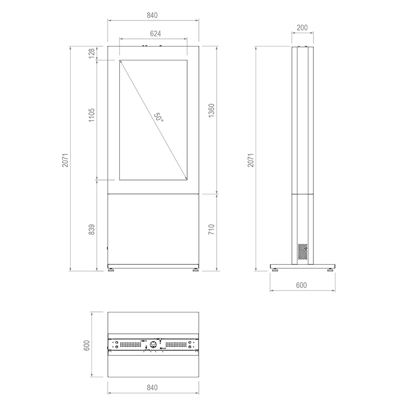 Hagor HP Kiosk 50" FS B2B - Back-to-Back Indoorstele 50" für 2 Displays - Portrait - abschliessbar