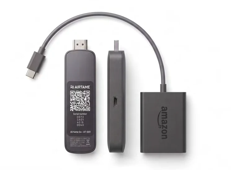 Airtame Go - Screen-Sharing, Digital Signage & Notfall-Alarme - 4K - WiFi 6E - inkl. 3-Jahres-Core-Lizenz & Ethernet-Adapter