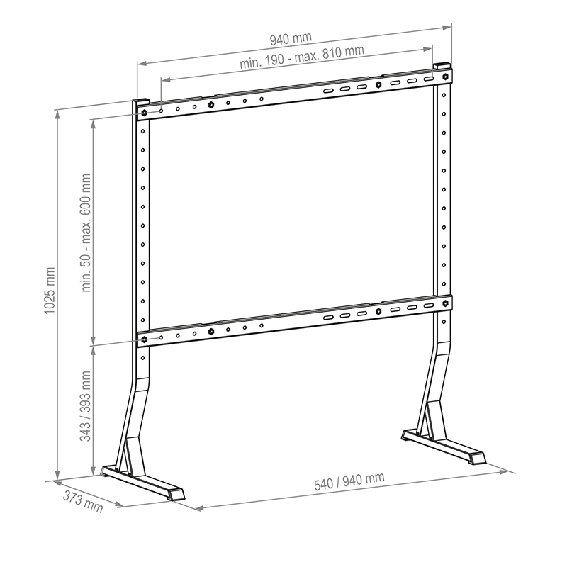 Hagor Tablestand BL XXL - Tischstandfuß für Displays 75-86", VESA 200x200 bis 800x600mm, bis 60kg, Schwarz