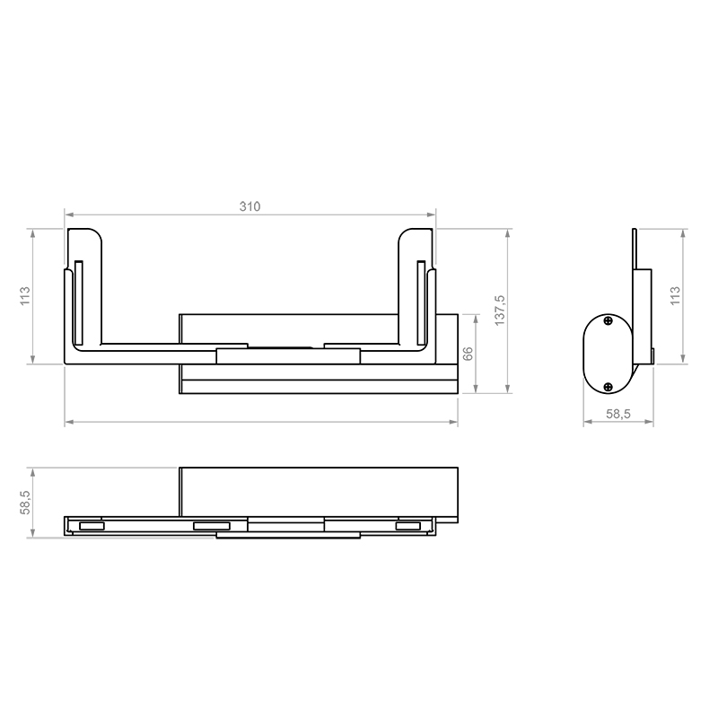 Hagor CON-Line Tabletholder 2882 - Tablet-Halterung seitlich 9,7 bis 12,4" mit USB-A - 310 x 137,5 x 113 mm - Kunststoff schwarz