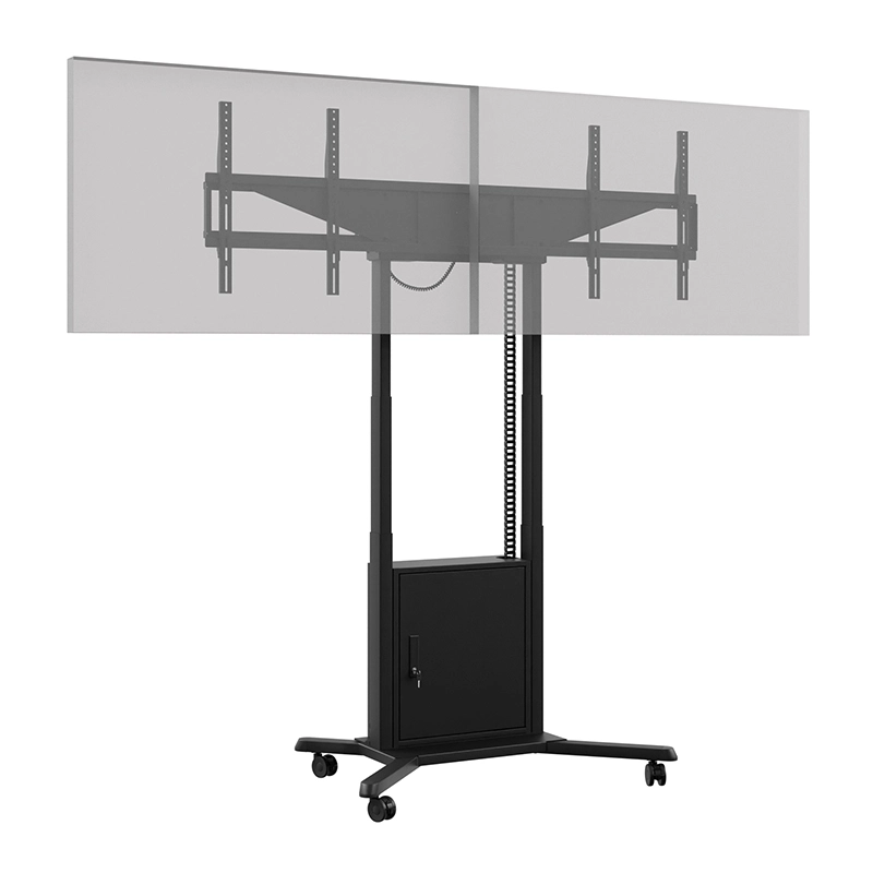 Hagor HP Twin Lift M-DB 8253 - mobiler motorischer Dual-Display-Lift 2x 46-65" side-by-side - 2x 60 kg - VESA 600x400 - 980 mm Hub - schwarz
