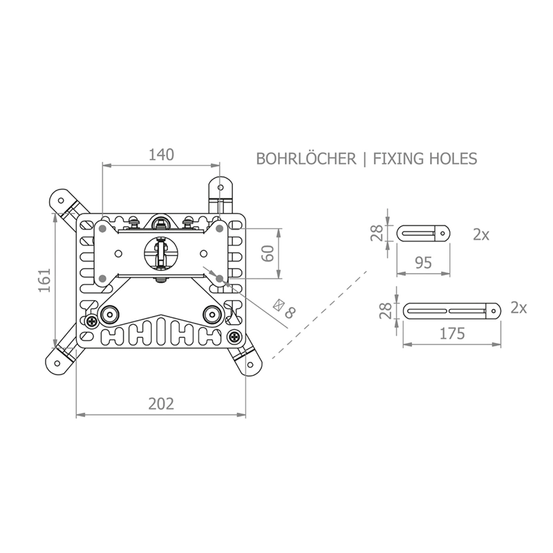 Hagor HA BDH 700-1250 mm 5807 - Teleskop-Beamerhalterung, 25kg, ±45° Dachschrägen-Gelenk, innenliegende Kabelführung, Weiß