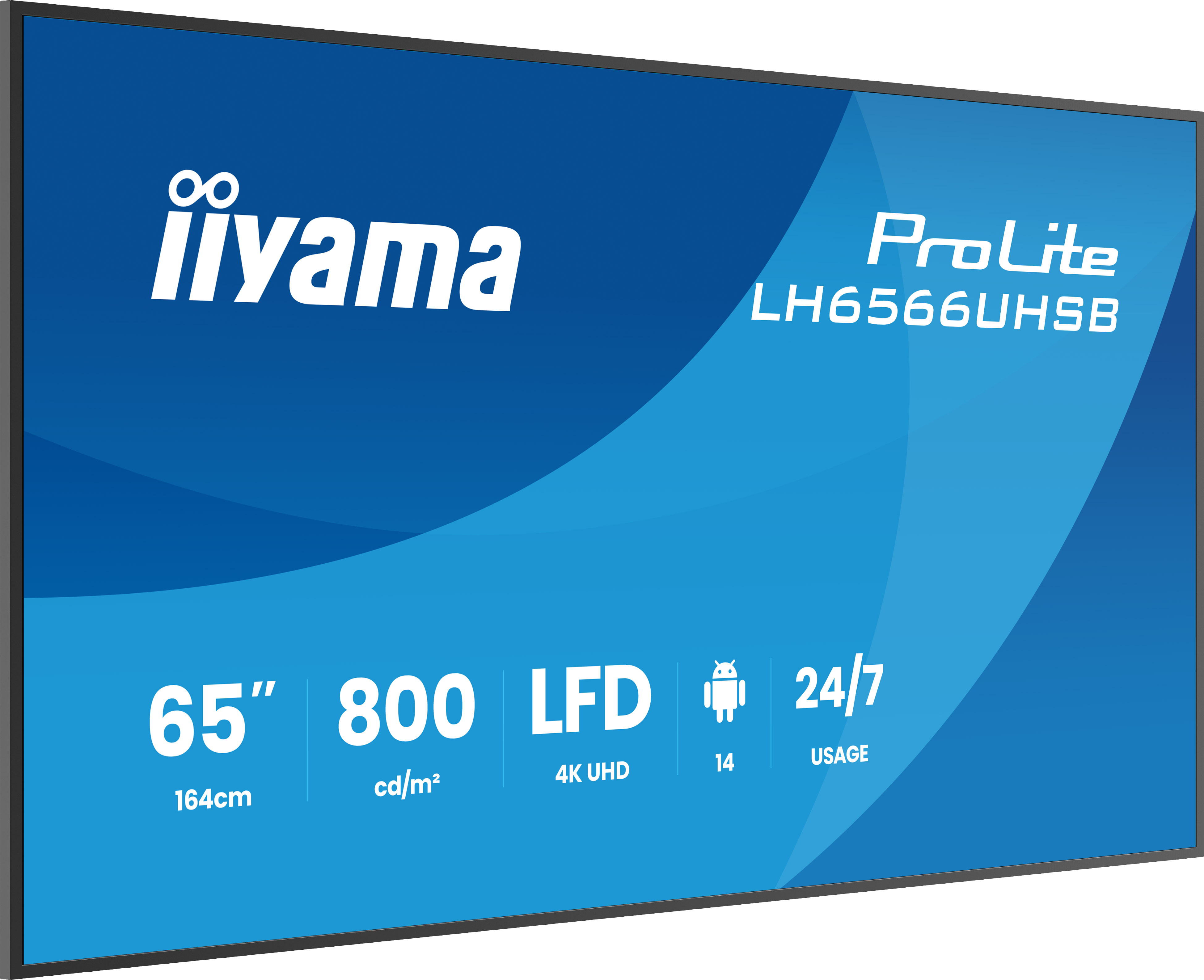 iiyama ProLite LH6566UHSB-B1AG - 65 Zoll Digital Signage Display - 4K UHD - 800 cd/m² - 24/7 - Android 14 - iiSignage² - VESA 500x500 - schwarz