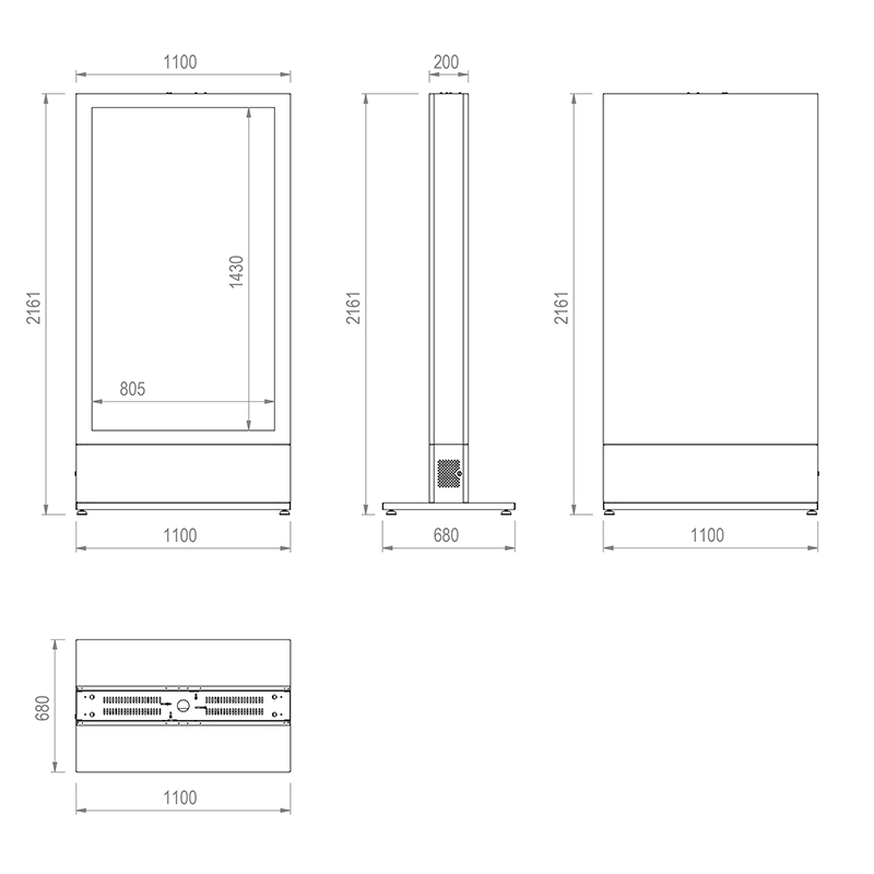Hagor HP Kiosk 65" FS - Indoorstele 65" Portrait - abschliessbar mit Mini-PC-Fach - Graphit