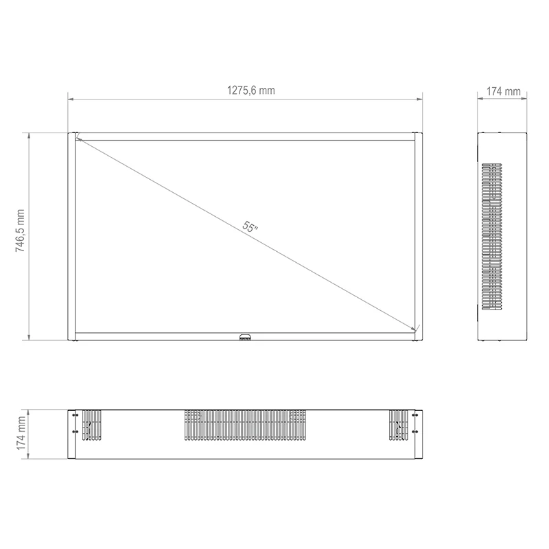 Hagor Cover-Set WH Hisense 55OP90FE 5689 - Umlaufende Abdeckung für Wandhalterung 5688 - hochwetterfest - auch als Outdoorstele nutzbar - Schwarz