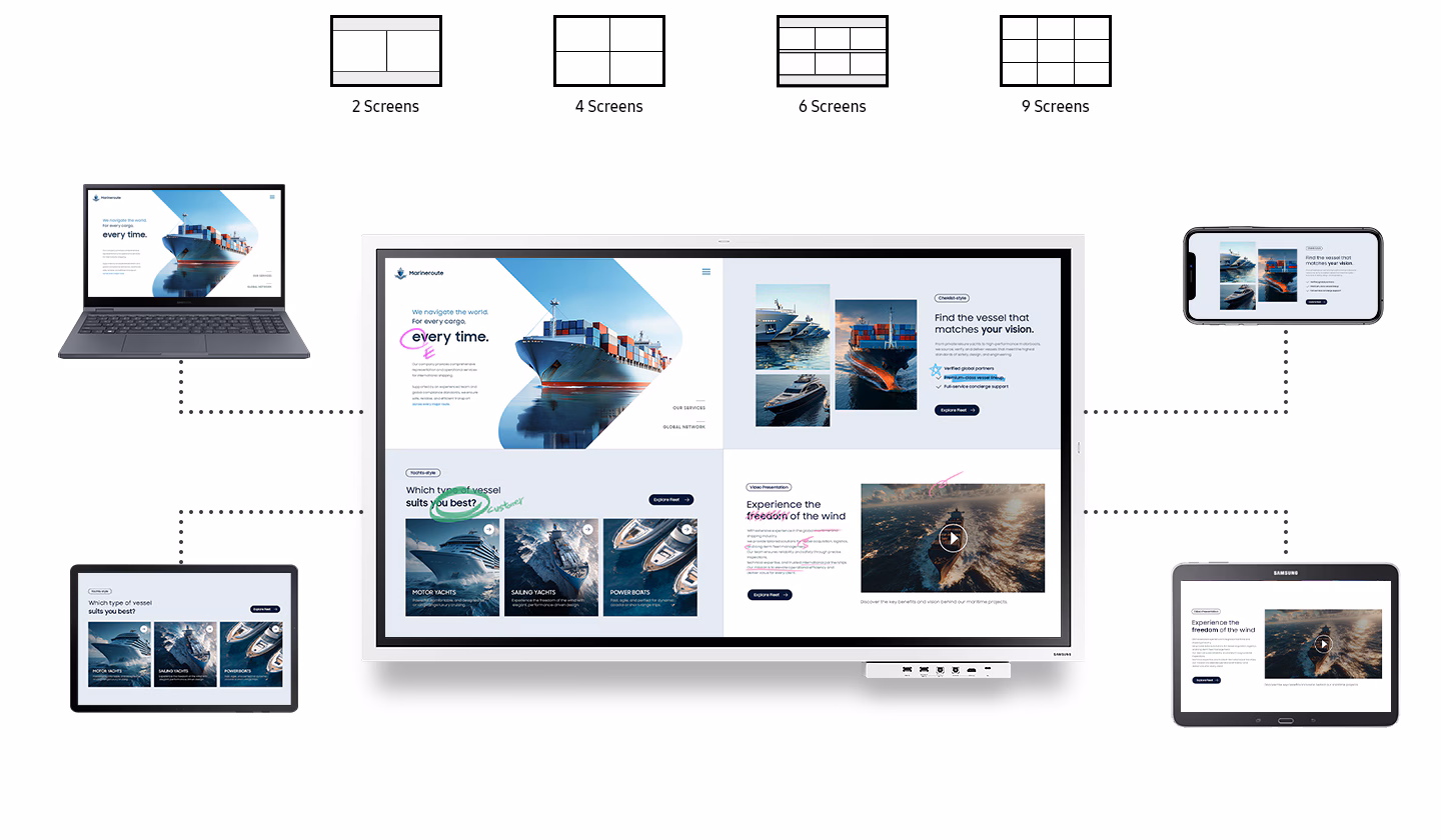 Samsung Flip WM55FX - Interaktives Whiteboard 55 Zoll - Tizen 9, AirPlay 2, SmartView+, drehbar