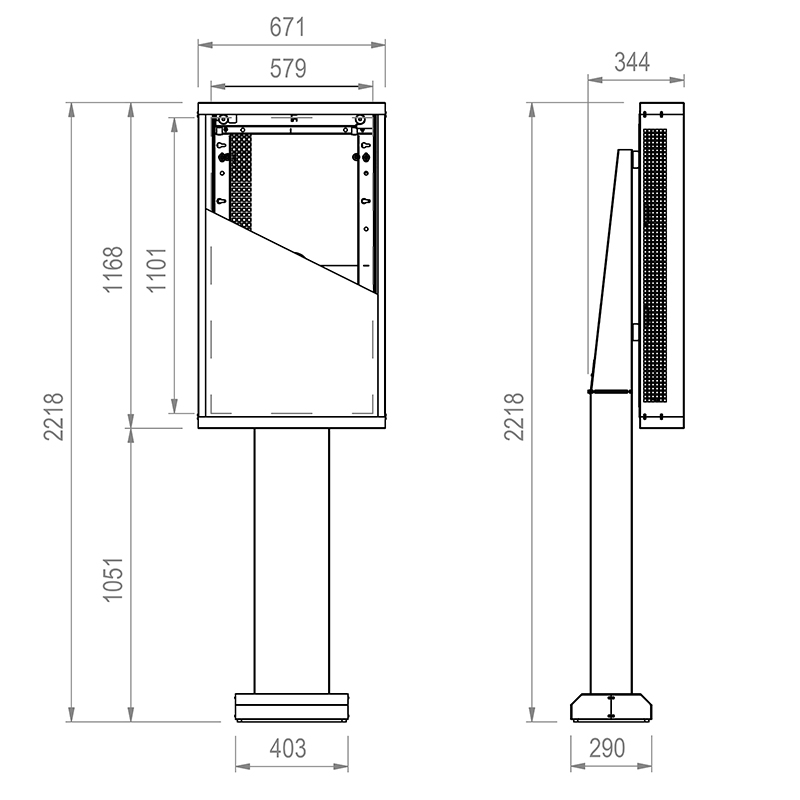 Hagor ScreenOut LG XE4 49" 5876 - Outdoor-Stele für LG 49XE3P-B / 49XE4F - hochwetterfest - Fundamentmontage - Landscape und Portrait - Schwarz