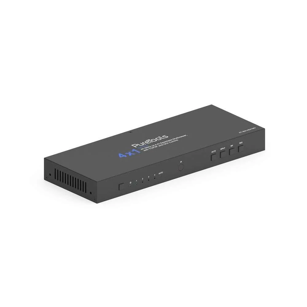 PureTools PT-SW-HD41MV - 4x1 Multiview Seamless UHD Video Switcher - 4K60, HDMI 2.0b, 9 Layouts, RS-232, TCP/IP, WebGUI