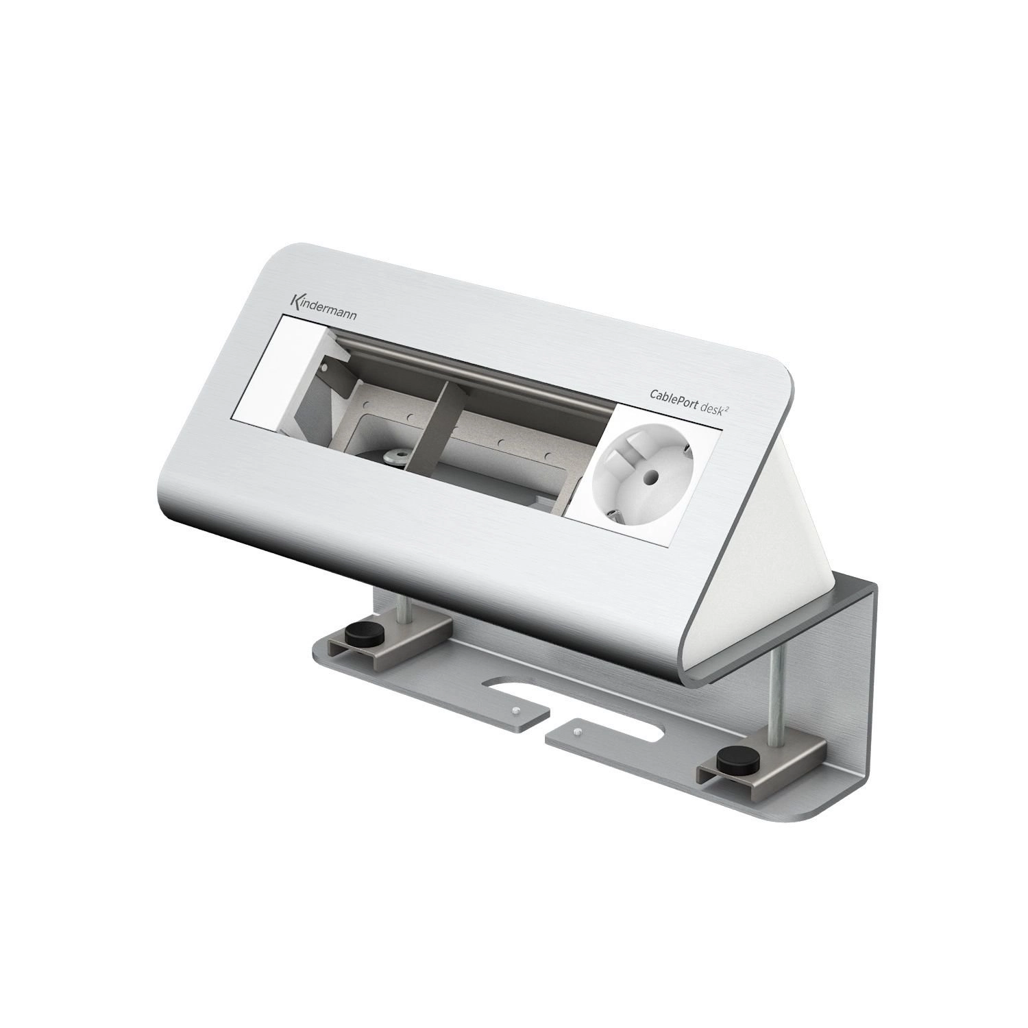 Kindermann CablePort desk² 4-fach - 1x Schuko - Tischklemme 10-60 mm - Aluminium eloxiert - 7430000051