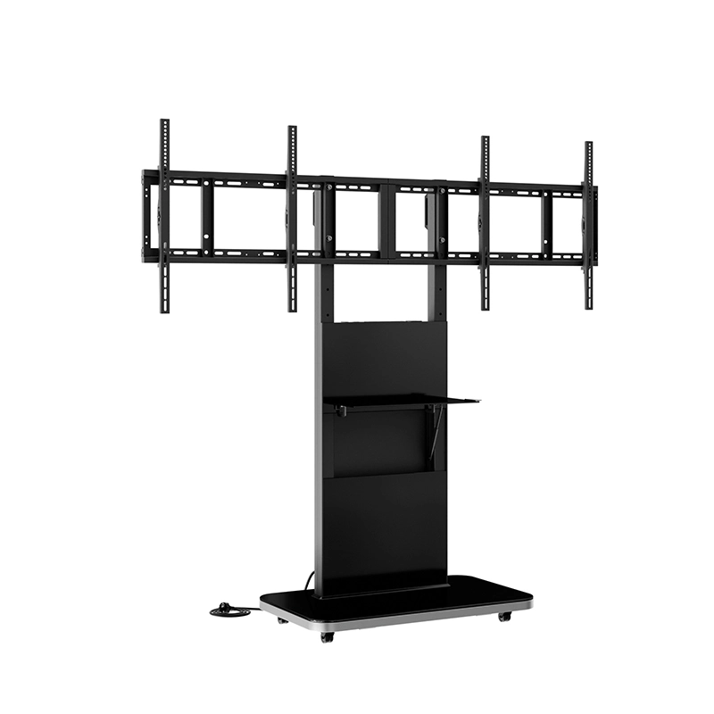 Hagor Pro-Tower M Dual 2877 - Mobiler Rollwagen 2 x 46-55" - max. 2x 35 kg - VESA 600x400 - Steckdosenleiste - schwarz