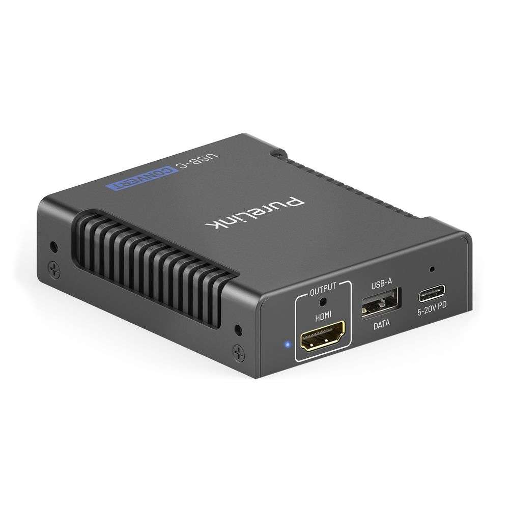 PureTools PT-C-CPDHU-18G - USB-C auf HDMI 2.0 und USB-A Konverter - 4K 60 Hz 4:4:4 - 100 W Stromeinspeisung - EDID- und HDCP-Verwaltung