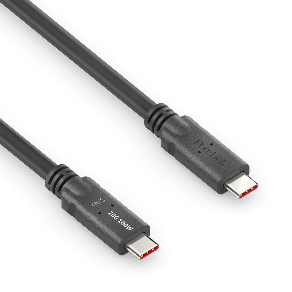 PureLink PI6500-030 - Passives USB4 Gen2x2 Micro-Coax USB-C Kabel - 3 m - 20 Gbps - 4K@60Hz - 100 Watt Power Delivery - SLS-Verriegelung - schwarz
