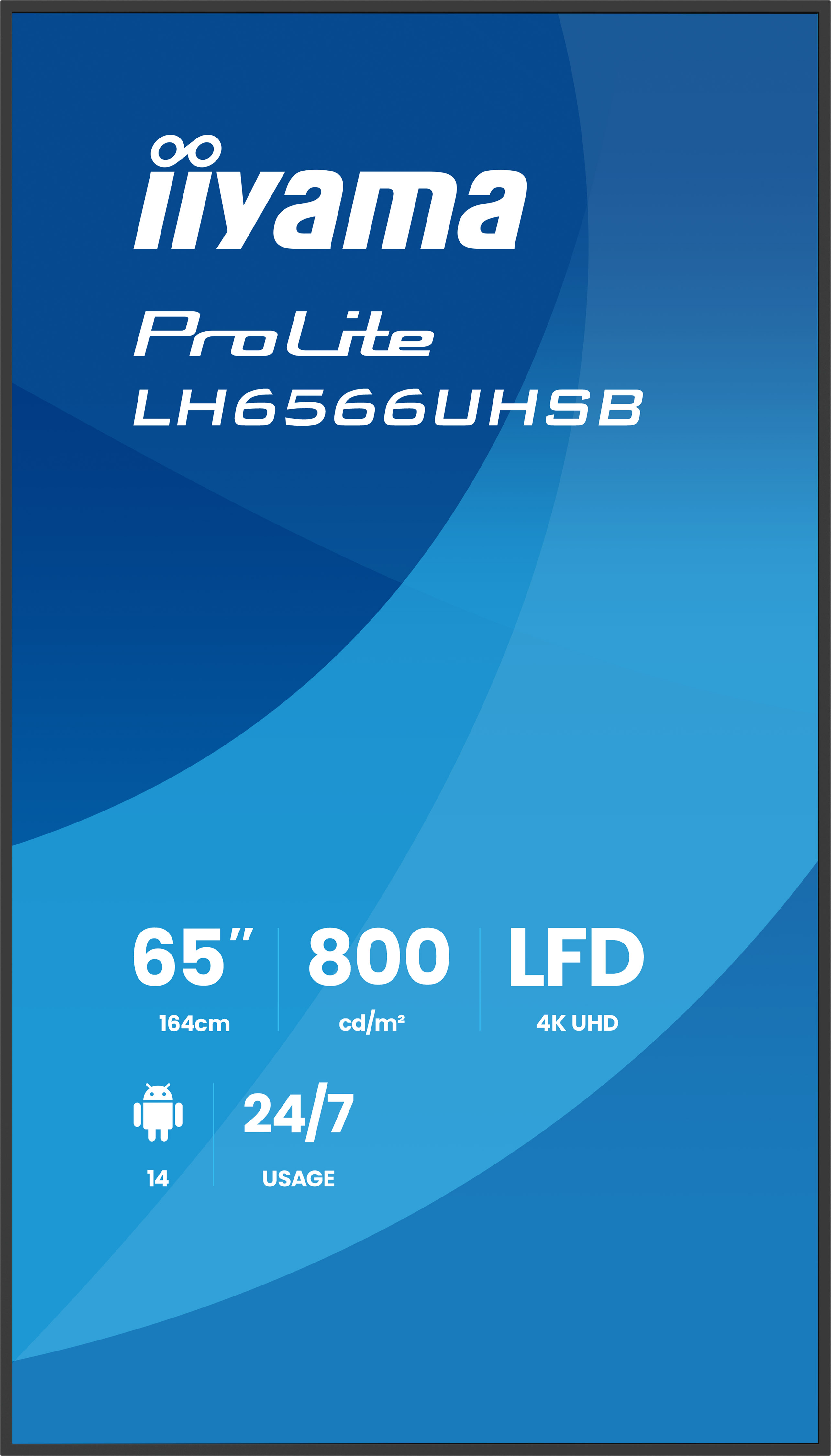 iiyama ProLite LH6566UHSB-B1AG - 65 Zoll Digital Signage Display - 4K UHD - 800 cd/m² - 24/7 - Android 14 - iiSignage² - VESA 500x500 - schwarz