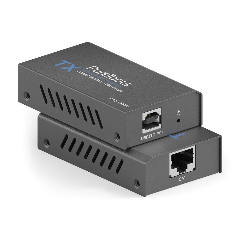 PureTools PT-E-USB50 - USB 2.0 Extender über CAT 5e/6 - bis 50 m - 480 Mbps - Plug and Play
