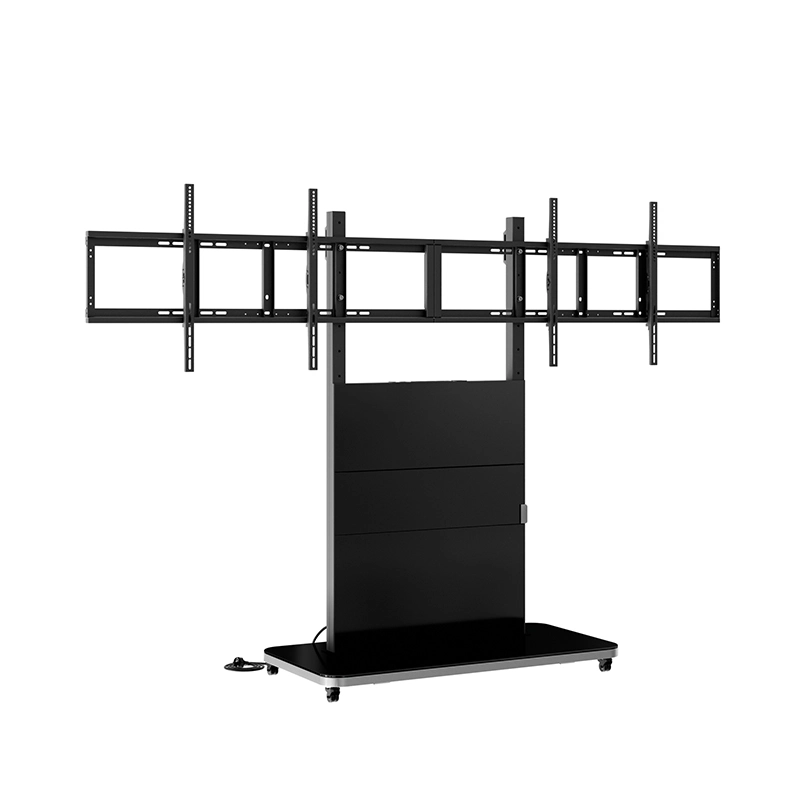 Hagor Pro-Tower L Dual 2878 - Mobiler Rollwagen 2 x 65" - max. 2x 40 kg - VESA 600x400 - Steckdosenleiste - schwarz