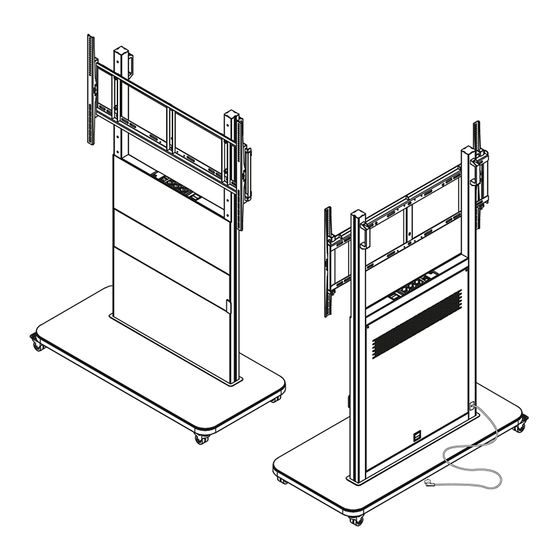 Hagor Pro Tower L Mobiles Standsystem - Display Rollwagen 75-98" - Landscape - neigbar - höhenverstellbar - max. 140 kg - VESA 200x200-900x600 - schwarz