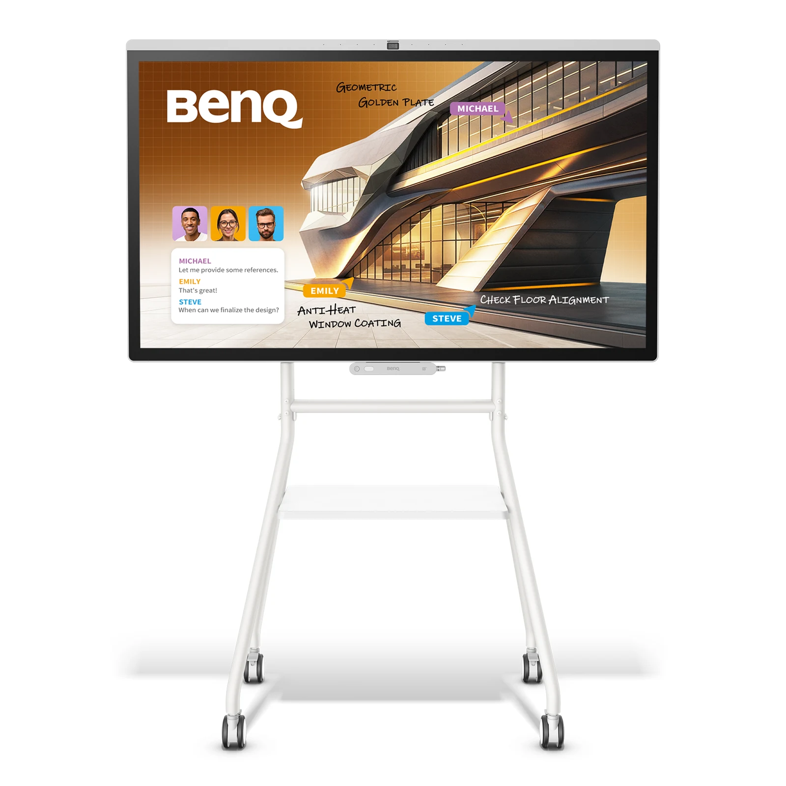 BenQ MT01R 5A.P2C10.001 - Rollständer mit Drehfunktion für 55"-Displays - Landscape/Portrait - max. 60 kg - VESA 400x400 - weiß