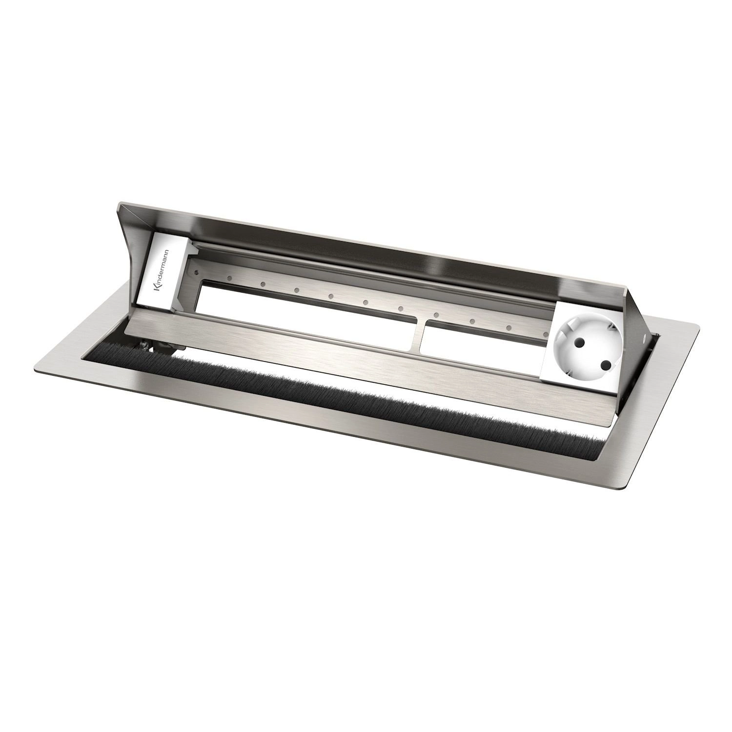 Kindermann CablePort Standard² 6-fach - 1x Strom - Tischeinbau - Edelstahl gebürstet - 7492000061
